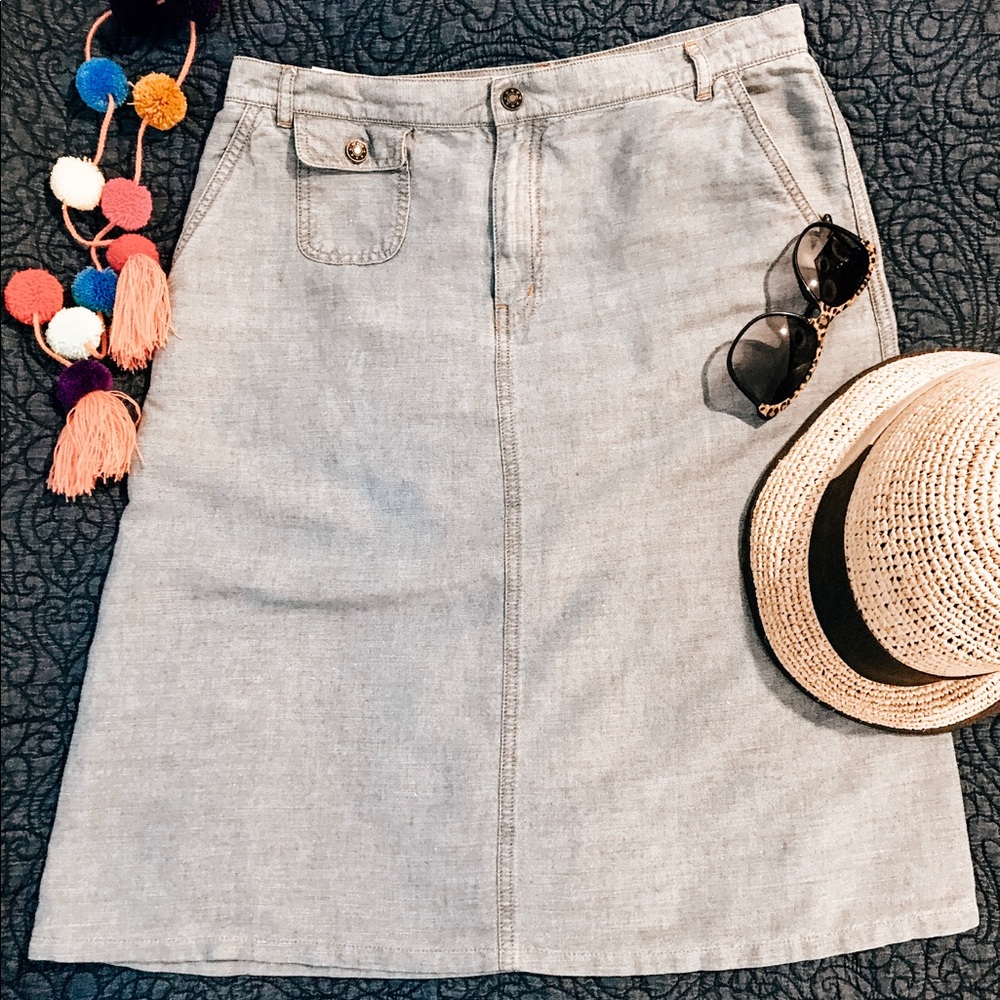 Halogen Knee Length Denim-like Skirt